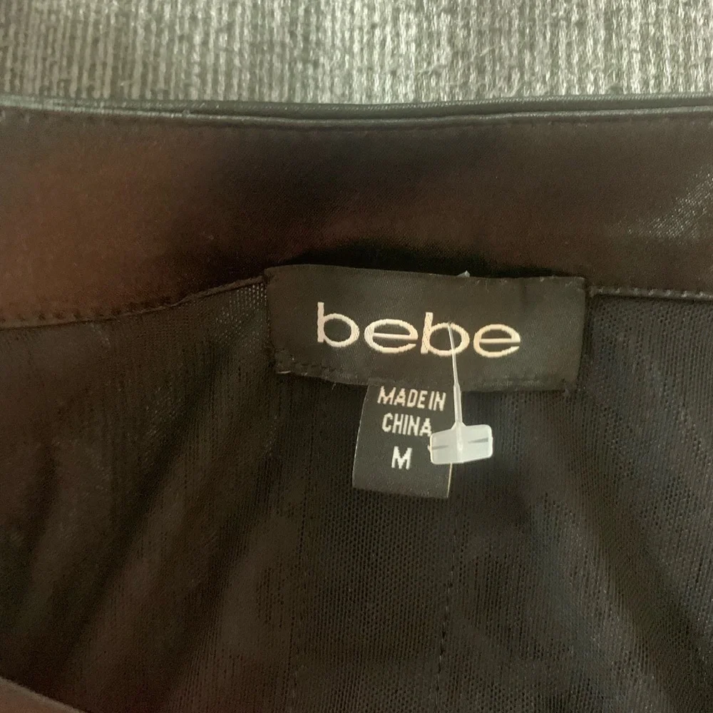 Bebe Mesh Satin Corset Top Black Medium - Picture 12 of 16